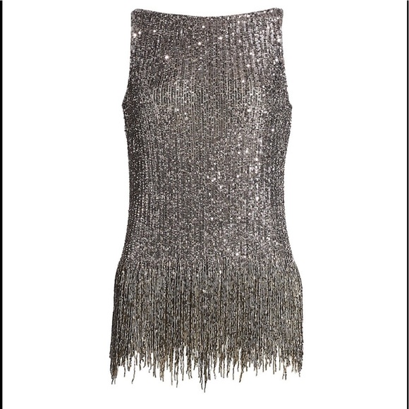 Naeem Khan Tops - Naeem Kahn silver beaded top